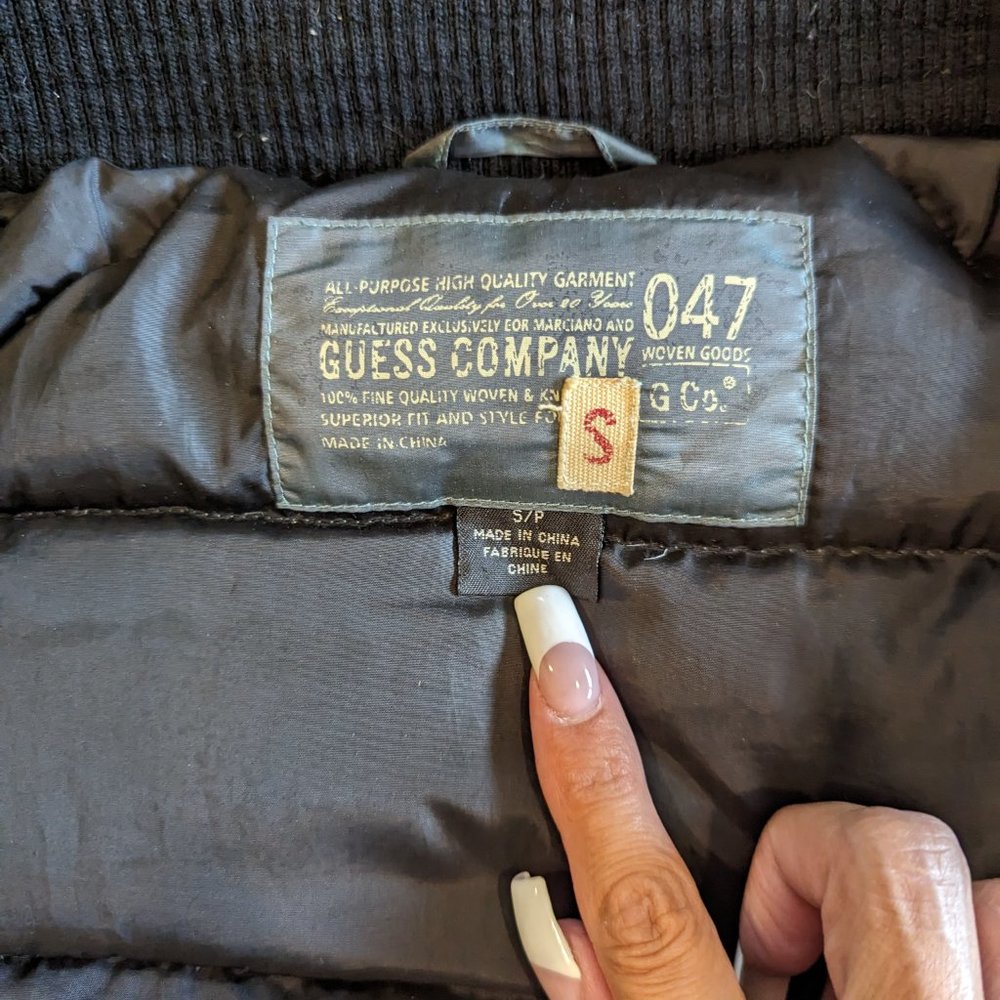 Guess Cropped Down Coat with Furry Hood XS - Picture 3 of 15